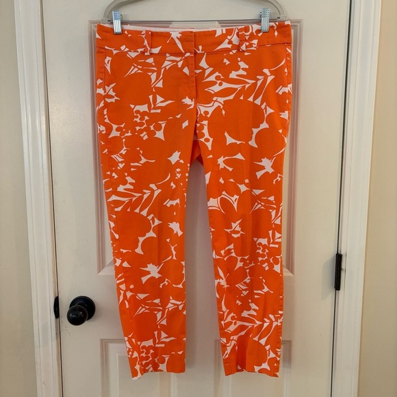 Ann Taylor Orange and White Carnegie Crop Pants - Size 8 - Picture 2 of 7
